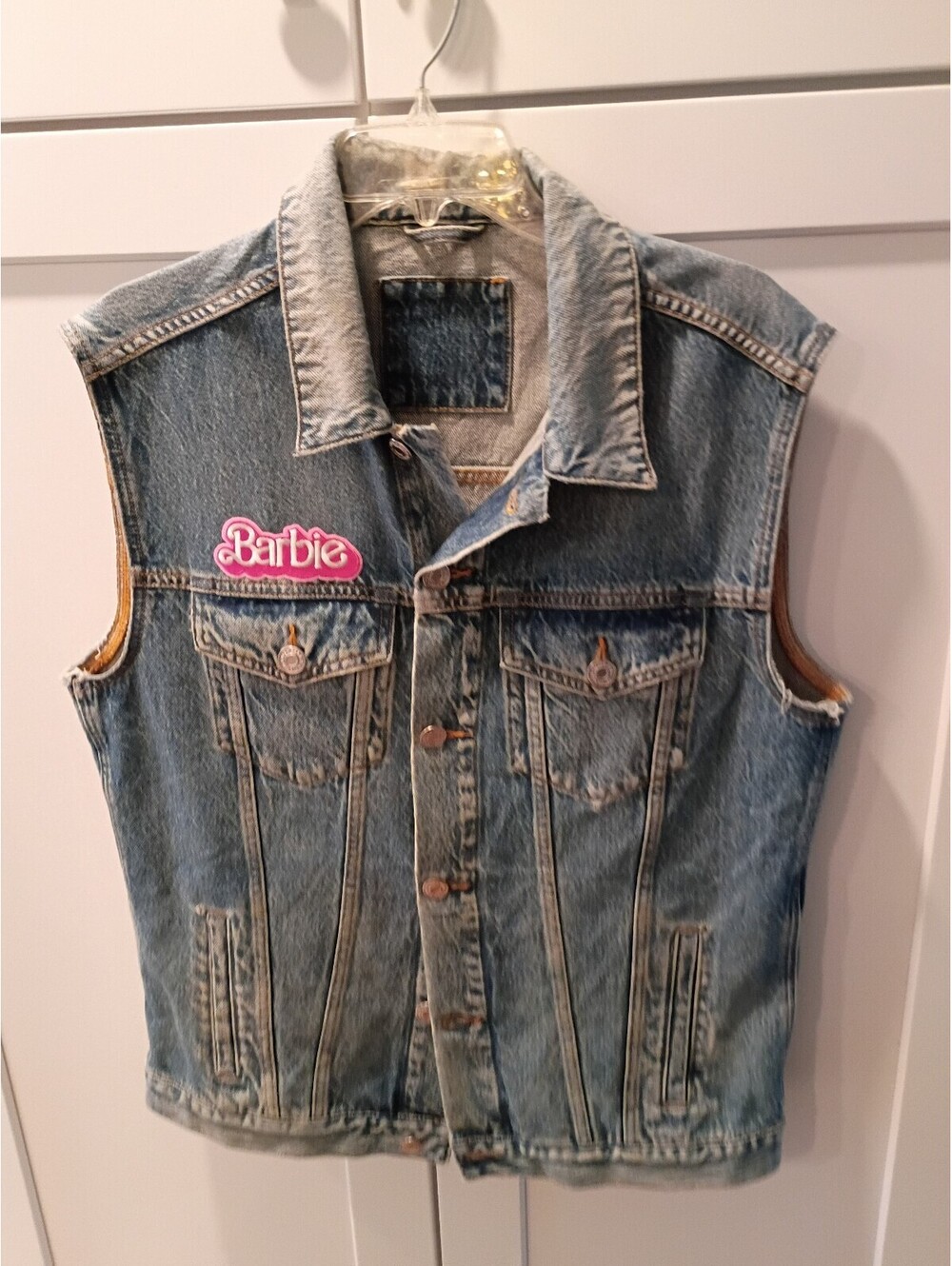 Barbie Denim Vest with Pink Cowboy Boots Patch